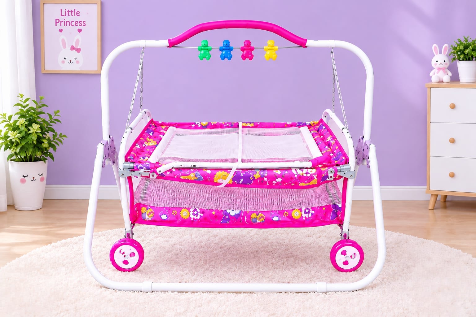 Baby Cradle Jhula Pink